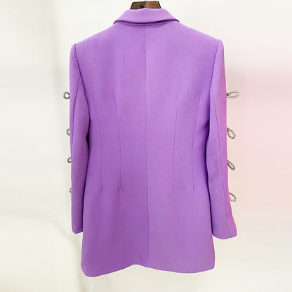Elegant Blazer Dress With Hollow Design And Pearl Bow