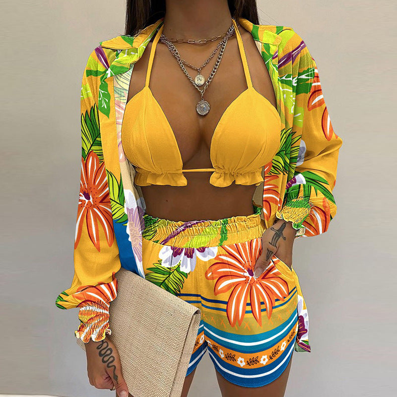 Women's Stylish Floral Print Tank Top and Shorts Set