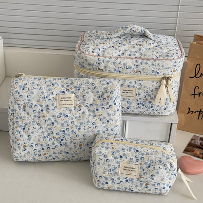 Floral Corduroy Makeup Bag Versatile Travel Organizer