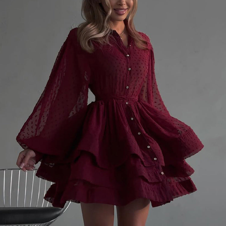 French Style Short A-Line Dress With Collar