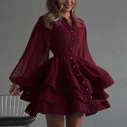 French Style Short A-Line Dress With Collar