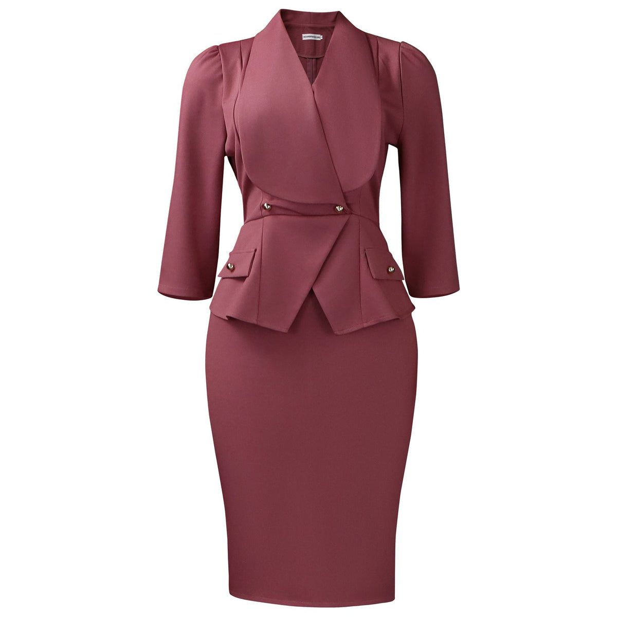 Elegant High Neck Dress With Midi Length