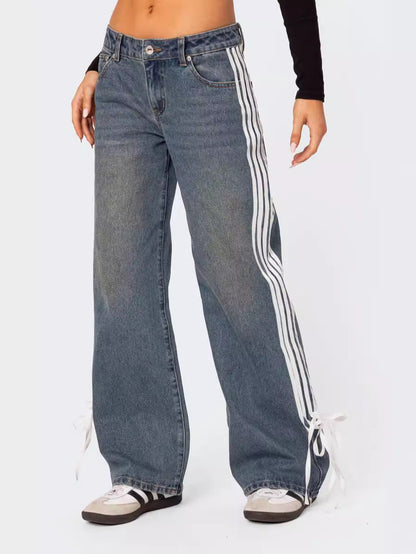 Trendy Loose-Fitting Wide Leg Women's Denim Pants