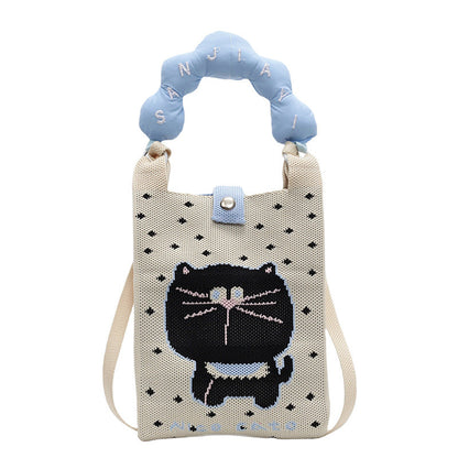 Mini Crossbody Phone Bag Cute Knitted Coin Purse Fashionable Street Style