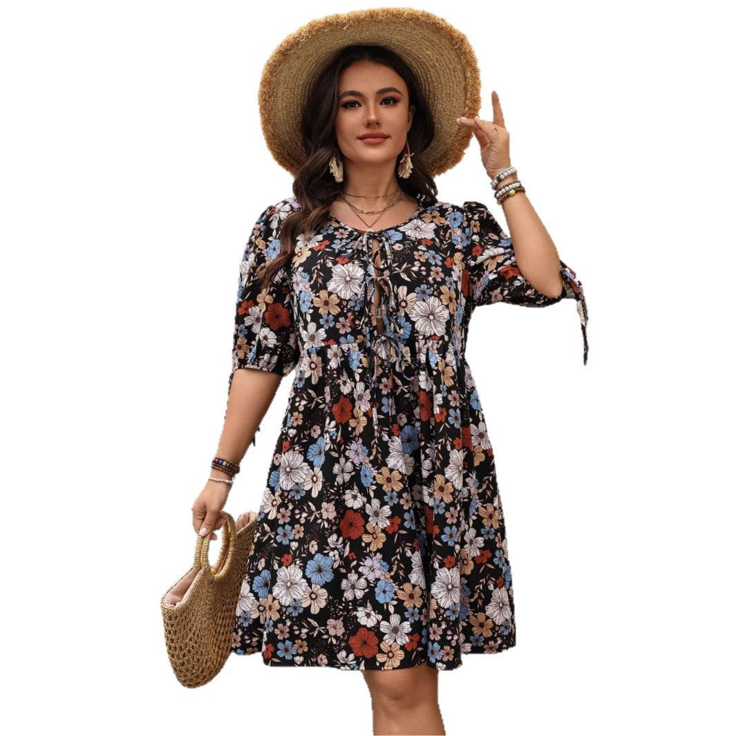 Plus Size Floral Print Casual Dress