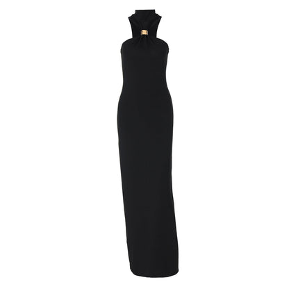 Trendy High Neck Sleeveless Split Midi Dress for Women