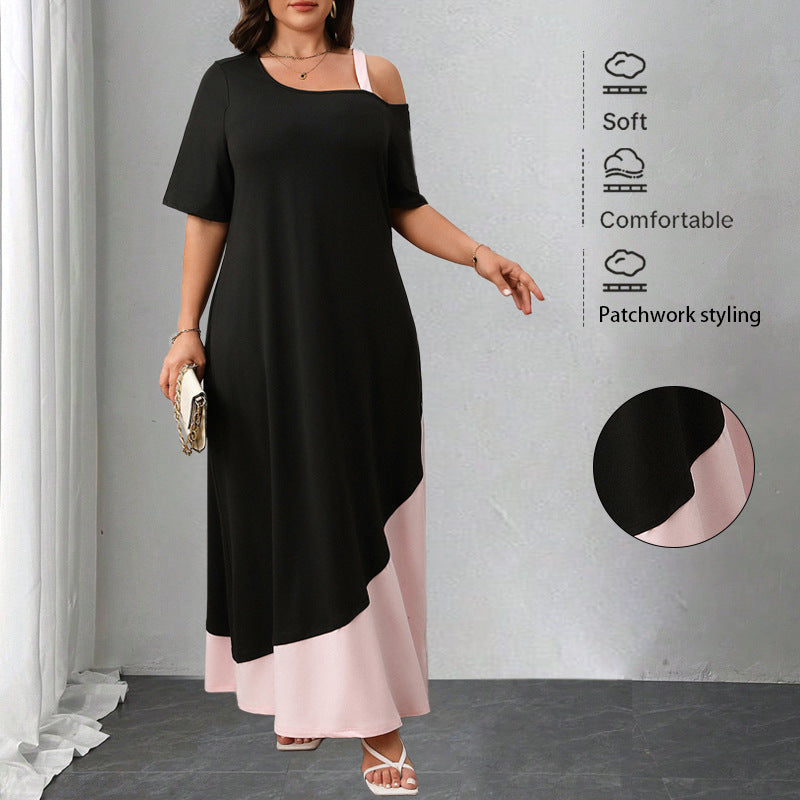 Womenâs A-Line Solid Color Spliced Midi Dress