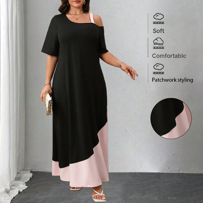 Womenâs A-Line Solid Color Spliced Midi Dress