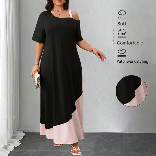 Womenâs A-Line Solid Color Spliced Midi Dress