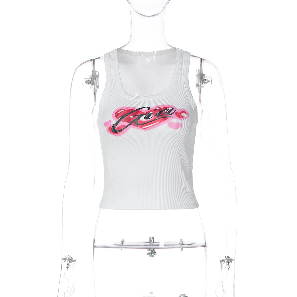 Trendy Letter Print Sleeveless Top Casual Slim Fit Tank