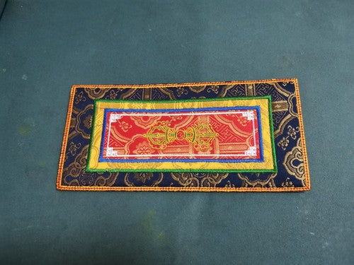 Tibetan Style Cloth Mat Embroidered With Eight Auspicious Crosses, Diamond Pestle, Bell Pestle, Tablecloth