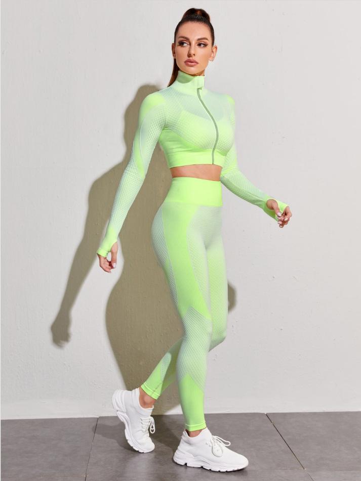 Sports Yoga Suit Running Fitness Nylon Quick Drying Long Sleeved Trousers Set Women