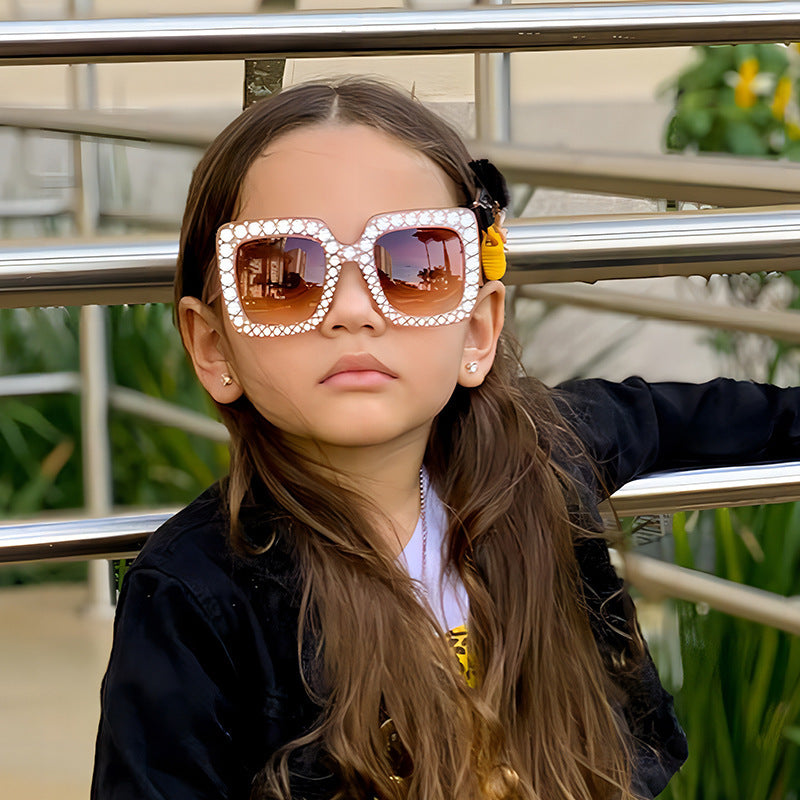 Bling Round Sunglasses for Kids Stylish UV400 Beach Sunglasses