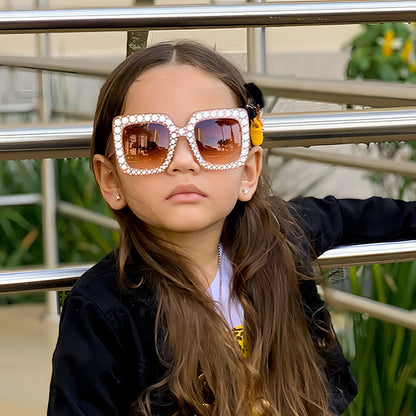 Bling Round Sunglasses for Kids Stylish UV400 Beach Sunglasses