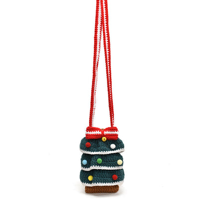 Cute Handmade Crochet Christmas Tree Crossbody Bag