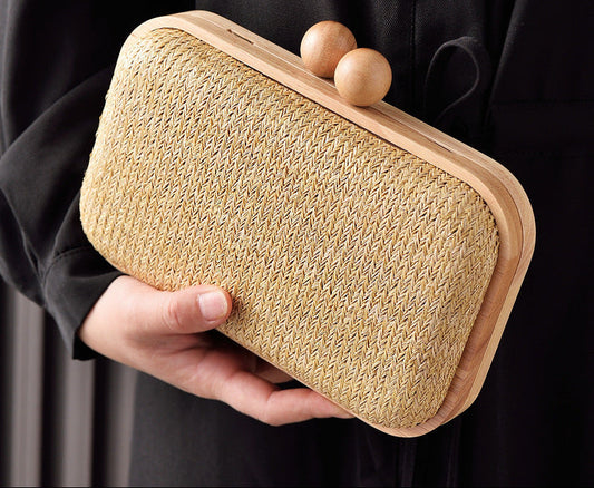 Woven Fabric Evening Clutch Bag Stylish Handheld Purse