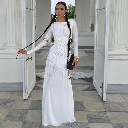 Trendy Casual Long Sleeve Dress Elegant Round Neck