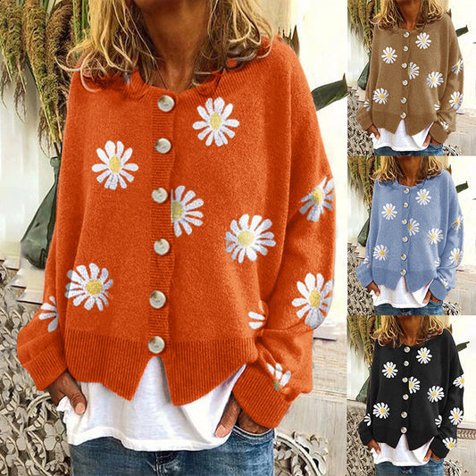 Autumn And Winter New Sweater Ladies Embroidered Knitted Cardigan Sweater