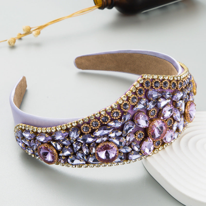 Baroque Style Wide Headband with Crystal Accents