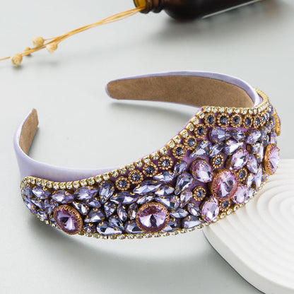Baroque Style Wide Headband with Crystal Accents