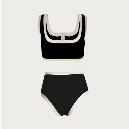 Color Block Button Down Bikini Sexy Swimwear