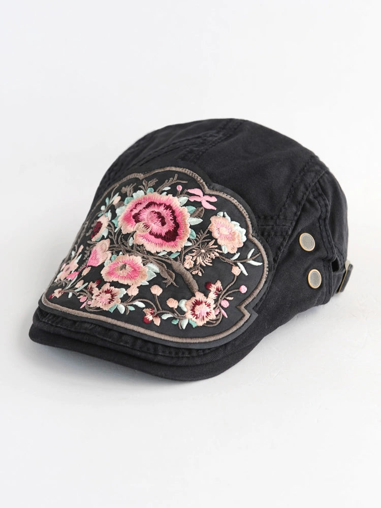 New Embroidered National Style Hat Women'S Spring Summer And Autumn Breathable Cap Fashion Versatile Beret Women'S Forward Hat Women'S Hat