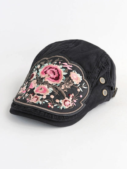 New Embroidered National Style Hat Women'S Spring Summer And Autumn Breathable Cap Fashion Versatile Beret Women'S Forward Hat Women'S Hat