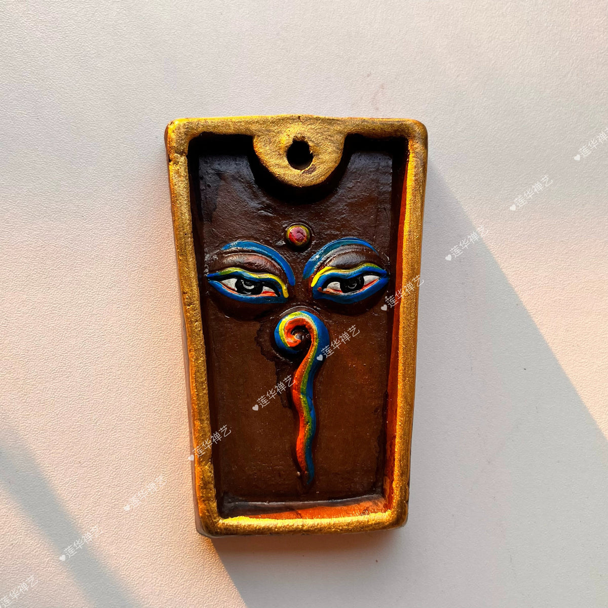 Nepal Tibetan Incense Insert Shiva'S Eye Gilt Gray Pottery Om Buzz Word Round Square Seat Handmade Six Character Mantra Incense Burner
