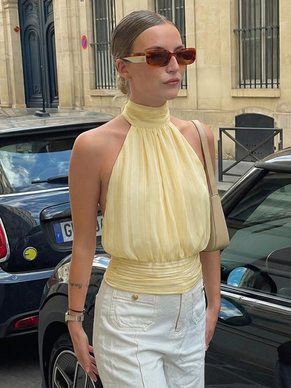 Sleeveless Backless Crop Top Sexy Casual