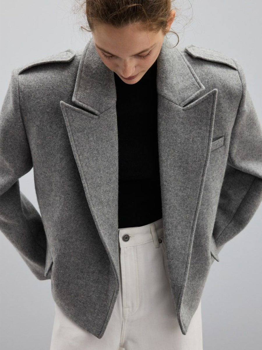 Loose Fit Blazer Jacket with Shoulder Epaulettes