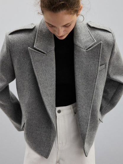 Loose Fit Blazer Jacket with Shoulder Epaulettes