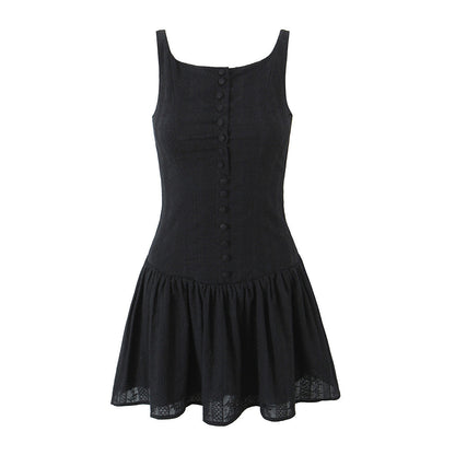 Sexy Solid Color Backless Staps Mini Dress