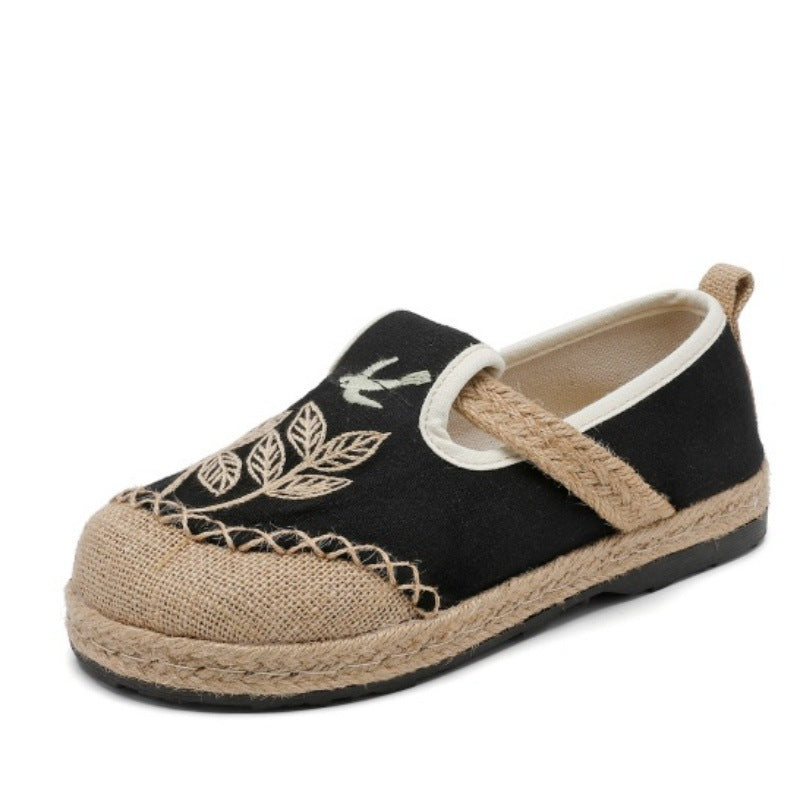 Ethnic Style Embroidered Cloth Shoes, New Hand-Embroidered Linen Shoes, Soft-Soled Breathable Woven Women'S Shoes