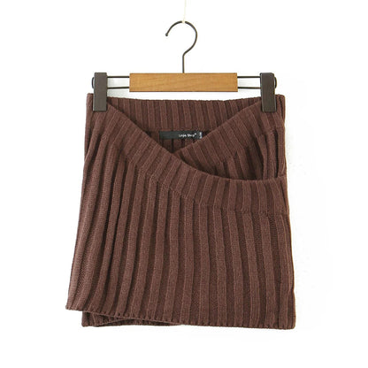 Spice Girl Short Loose Doll Sleeve Knit Sweater Sweater + Cross Knit Bag Hip Skirt Suit Women'S Autumn