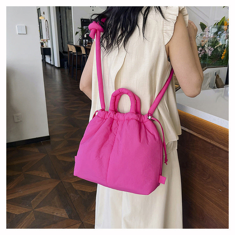 Solid Color Puffer Portable Backpack