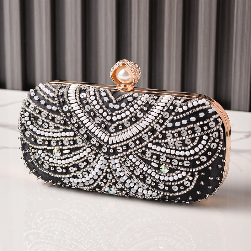 Embroidered Rhinestone Evening Clutch Bag for Parties