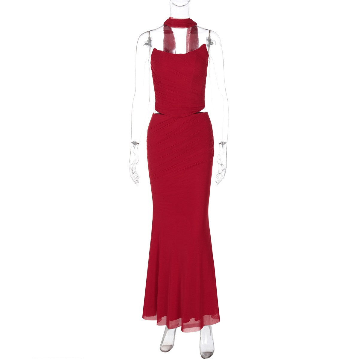 Sexy Two-Piece Sheer Mesh Wrap Dress Set