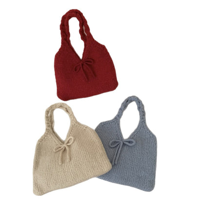 Cute Bow Knot Knit Handbag Underarm Bag