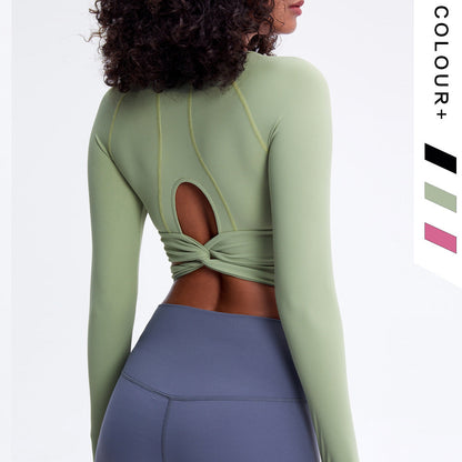 Quick-Dry Breathable Yoga High-Elastic Tight Shorts Stylish Long-Sleeved Fitness Yoga Top Girl