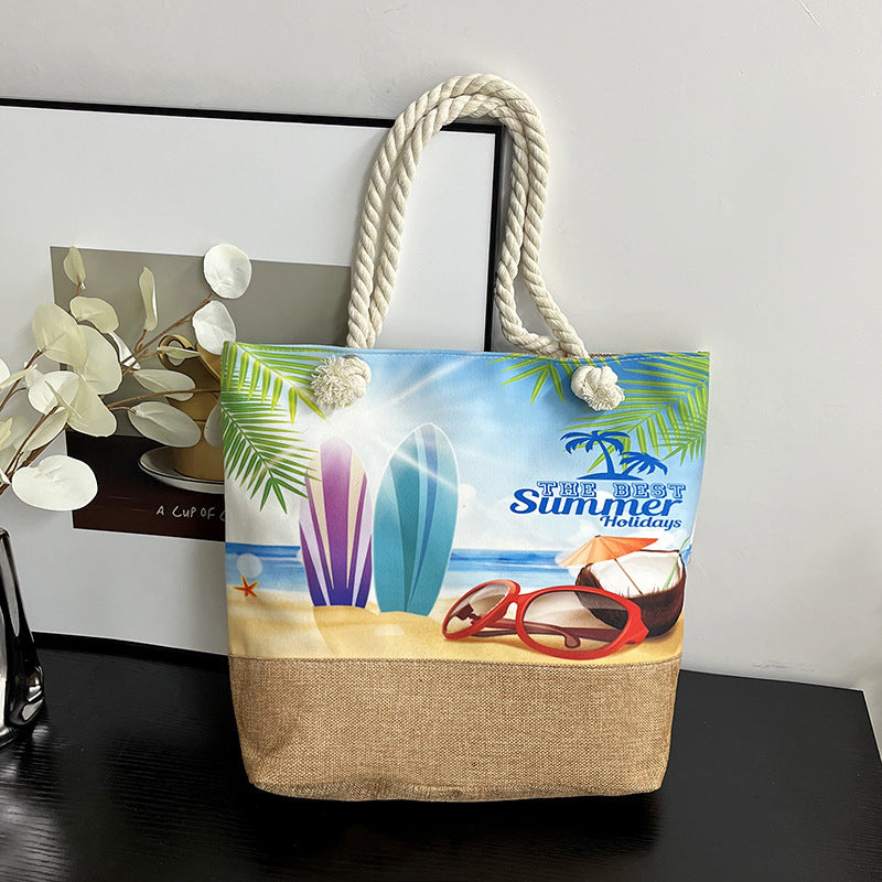 Spacious Beach Tote Bag Fashionable Travel Shoulder Bag