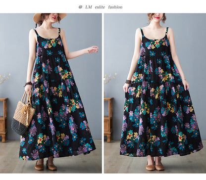 Summer New Women'S Suspender Skirt Age-Reducing Cotton And Linen Large Swing Cake Skirt
