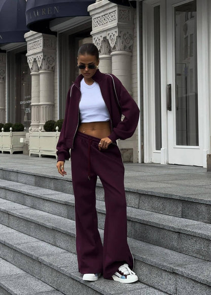 Tracksuit Set Soft Fabric Sporty Luxe Style
