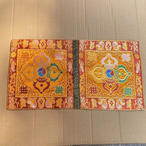 Tibetan Style Cloth Mat Embroidered With Eight Auspicious Crosses, Diamond Pestle, Bell Pestle, Tablecloth