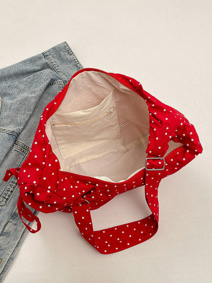 Casual Dotted Doughnut Bag Soft Canvas Shoulder Bag