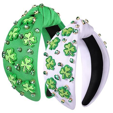 Green Shamrock Headband With Rhinestones for St. Patrick's Day