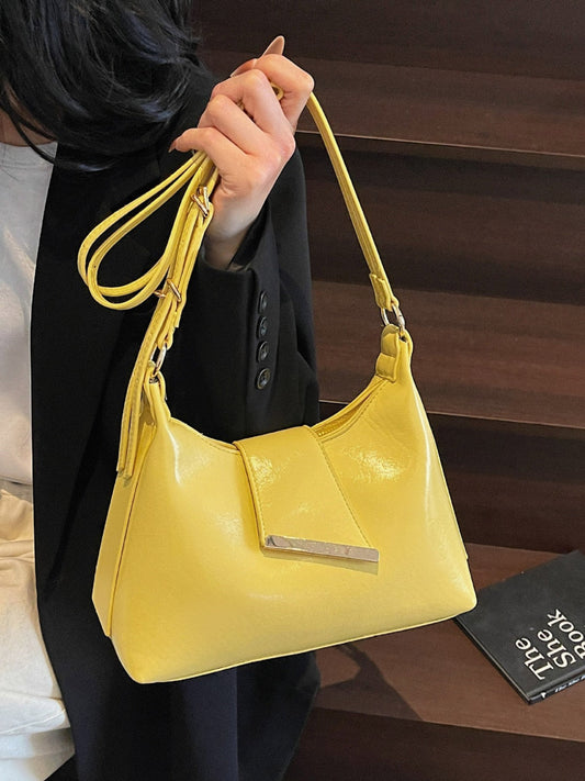 Minimalist Women's Shoulder Bag with Unique Closure Design