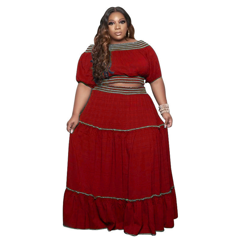Trendy Women'S Two-Piece Set With Ruffled Hem Skirt