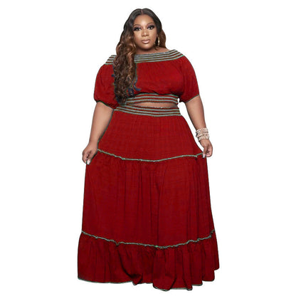 Trendy Women'S Two-Piece Set With Ruffled Hem Skirt