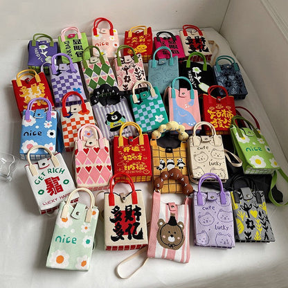 Mini Crossbody Phone Bag Cute Knitted Coin Purse Fashionable Street Style