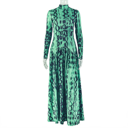 Vintage Style A-Line Dress With Floral Print, Polyester, All-Season